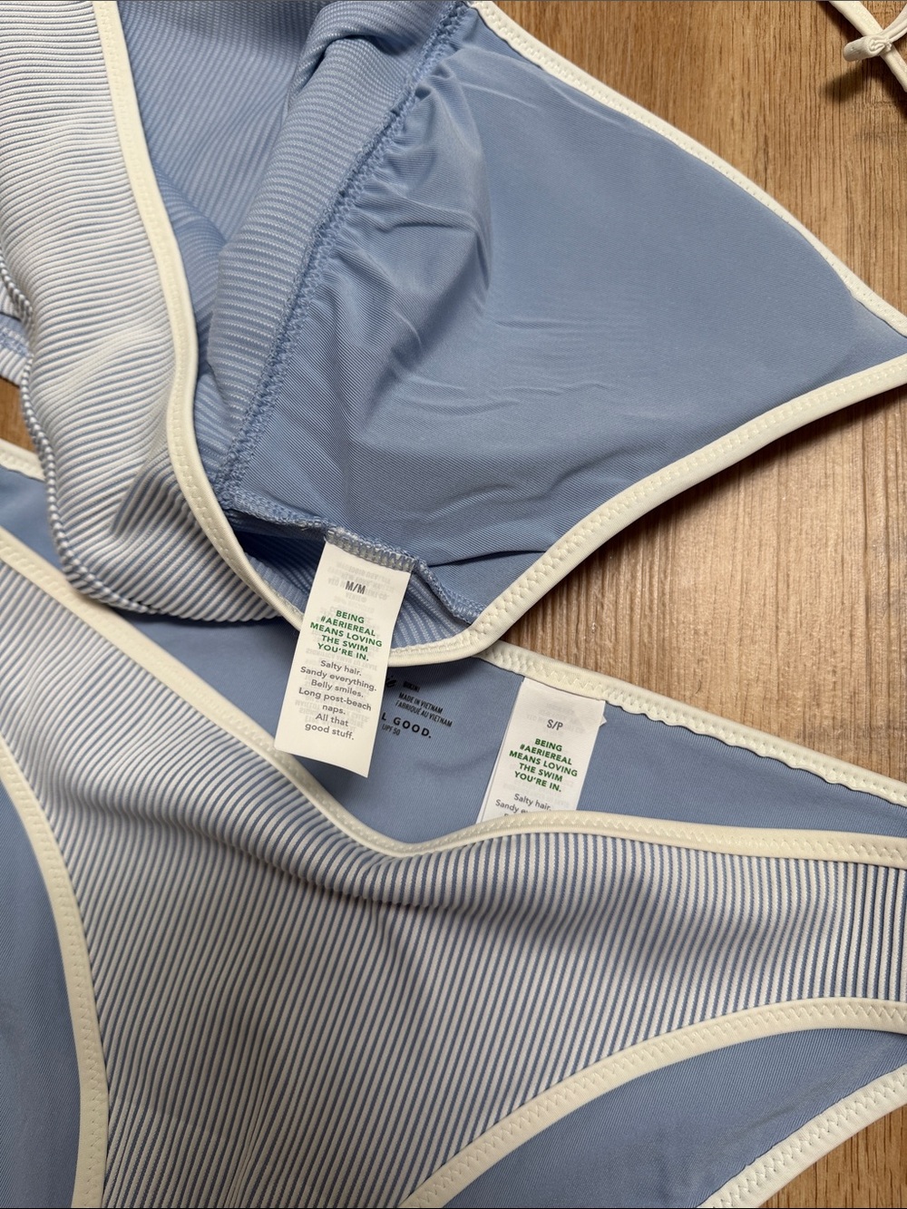 Aerie Ribbed Halter Light Blue Tankini Swim Set - Picture 6 of 8